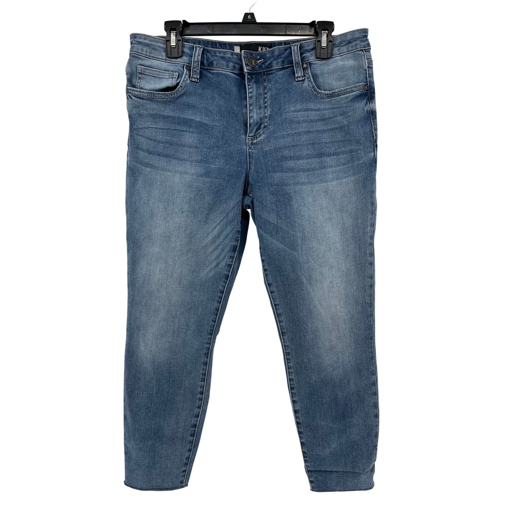KUT From The Kloth Women's Blue Wash Cropped Denim Jeans Size 12 Connie